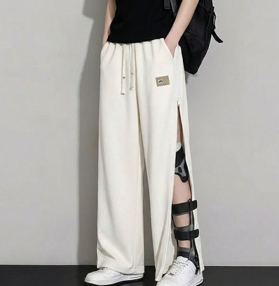Unisex Easy-On/Off Adaptive Recovery Pants with Side Magnetic Zippers