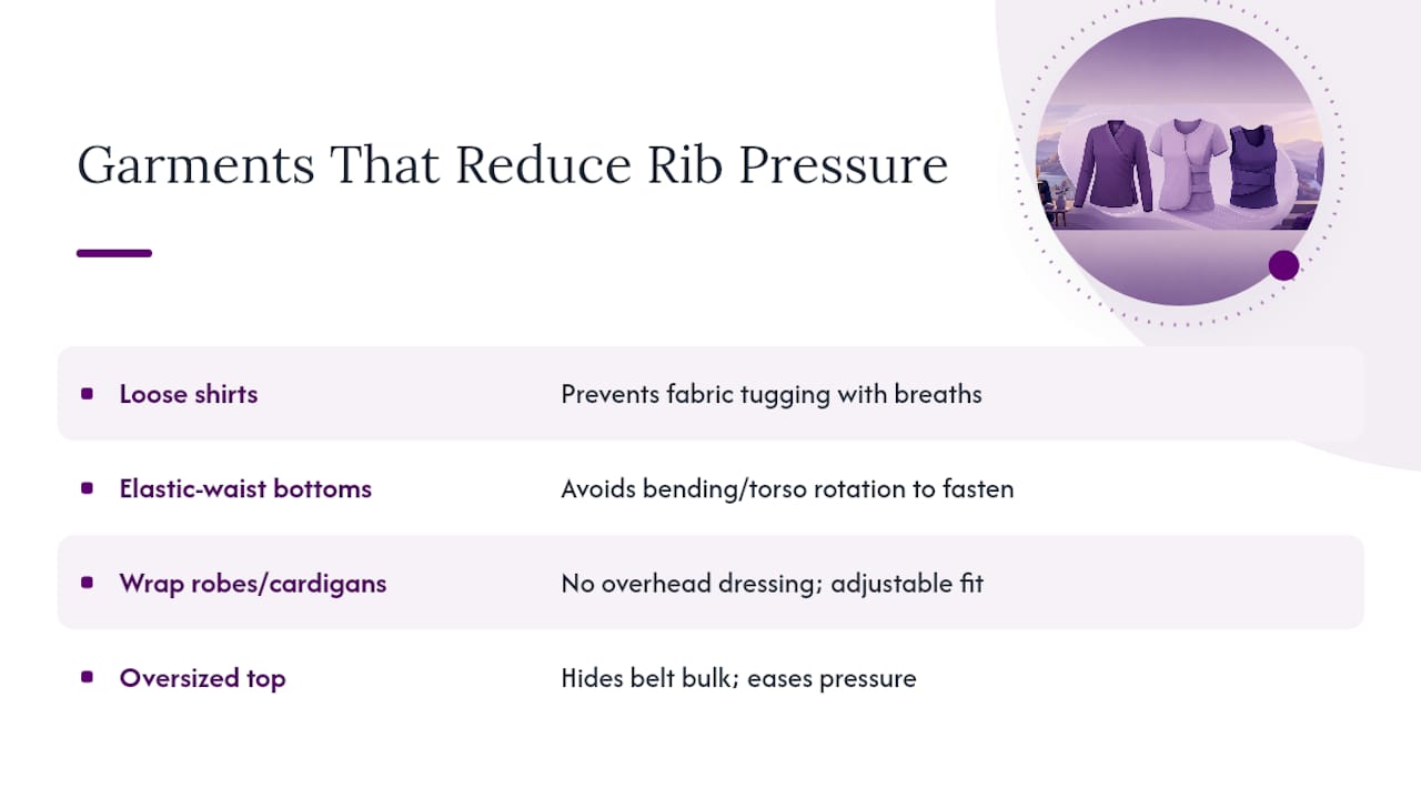 Garment strategies that reduce rib pressure