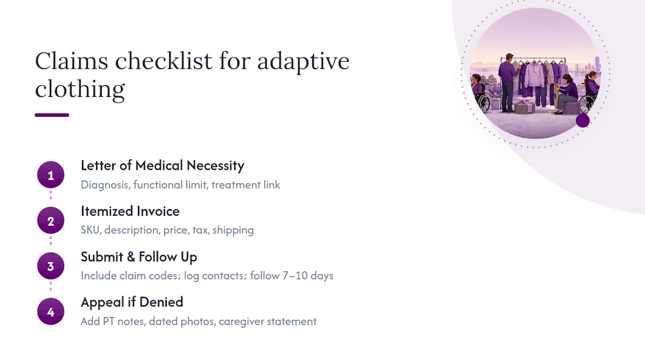 Four-step adaptive clothing insurance claim process