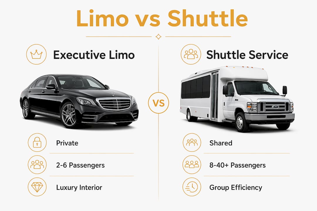 Infographic comparing executive limo and shuttle service