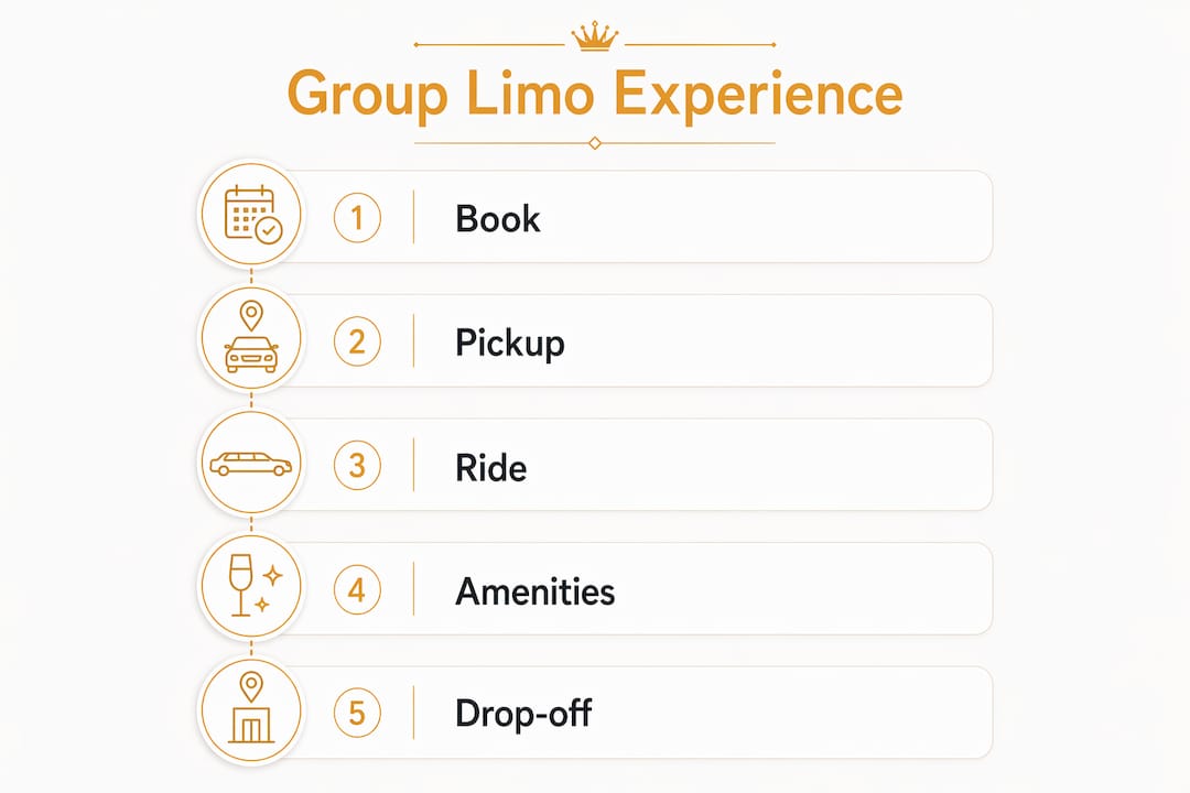 Infographic outlining group limo service steps