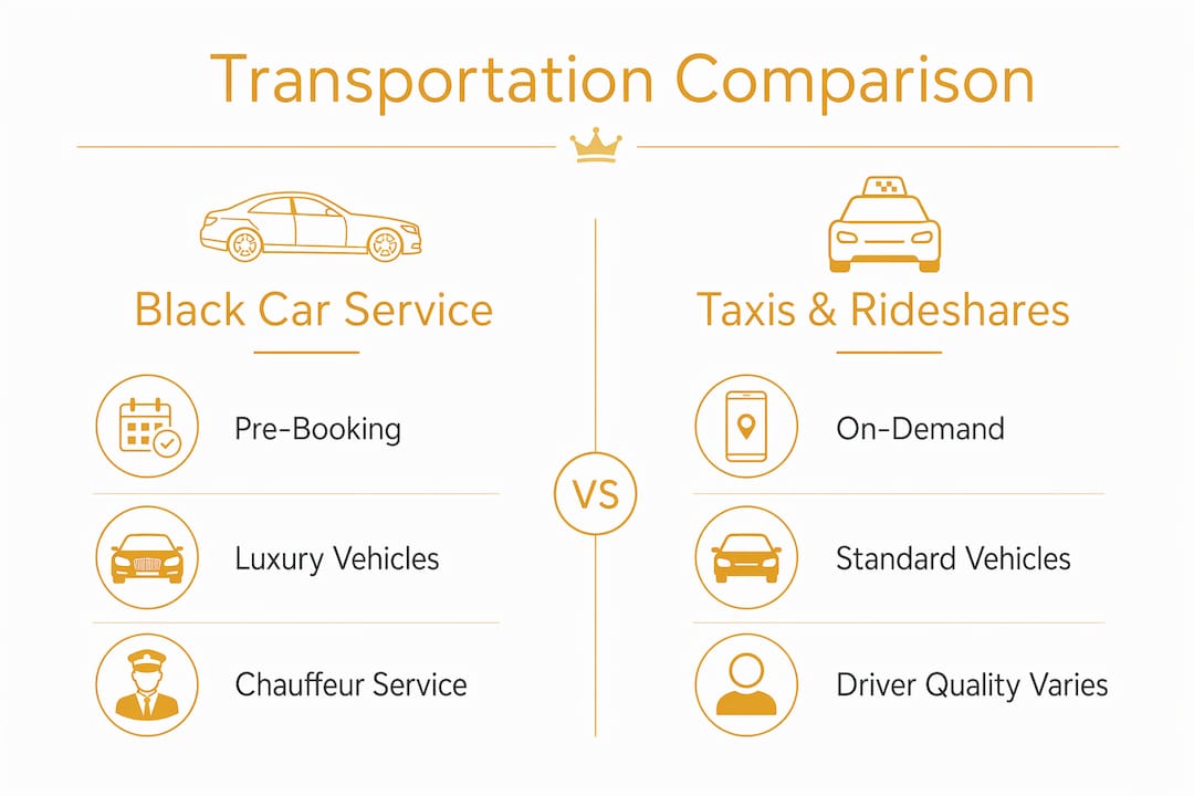 Infographic comparing black car service and taxis