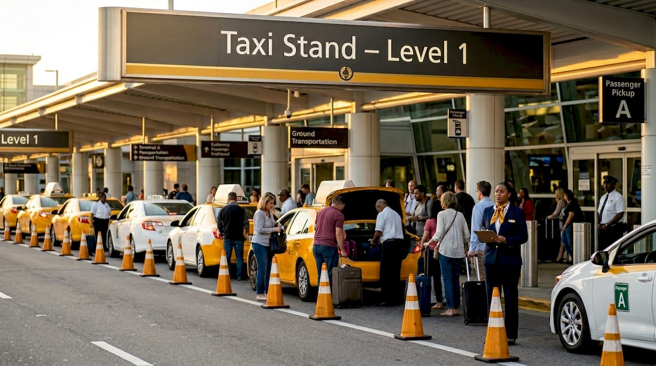 Taxi queue at Orlando airport passenger pickup