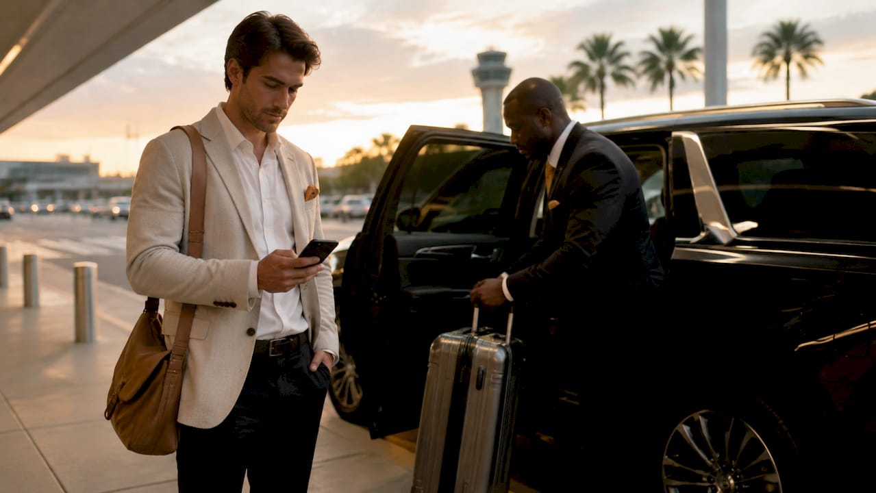 Traveler using rideshare at Orlando Airport