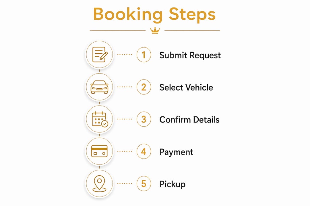 Infographic illustrating Orlando limo booking step-by-step