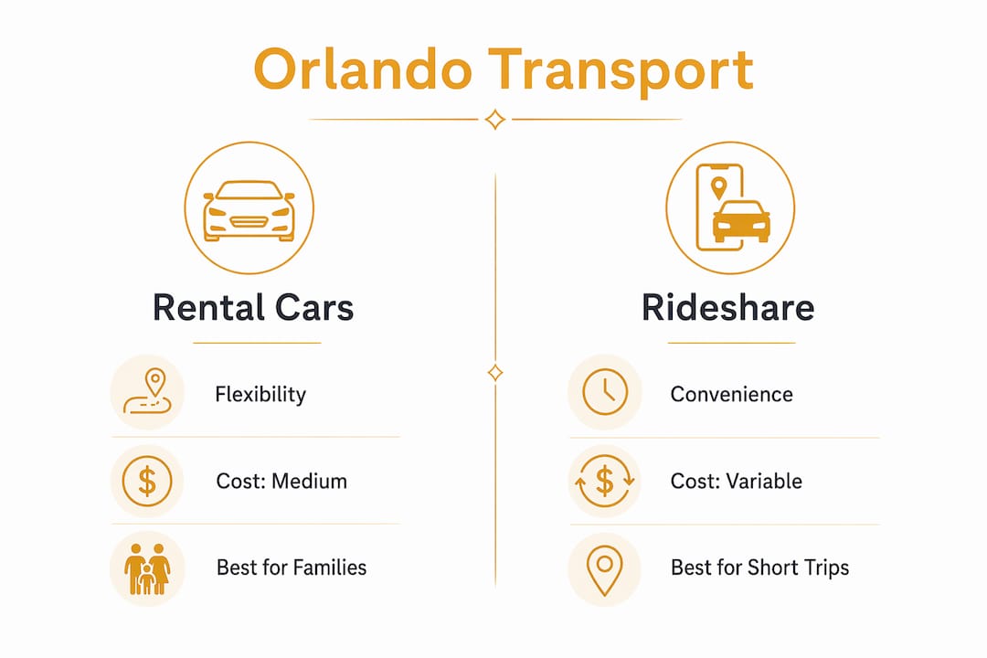 Infographic comparing rental cars and rideshare options