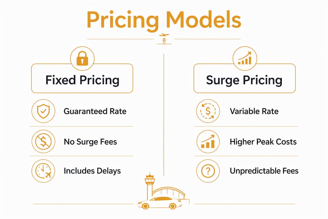 Infographic comparing fixed and surge pricing models