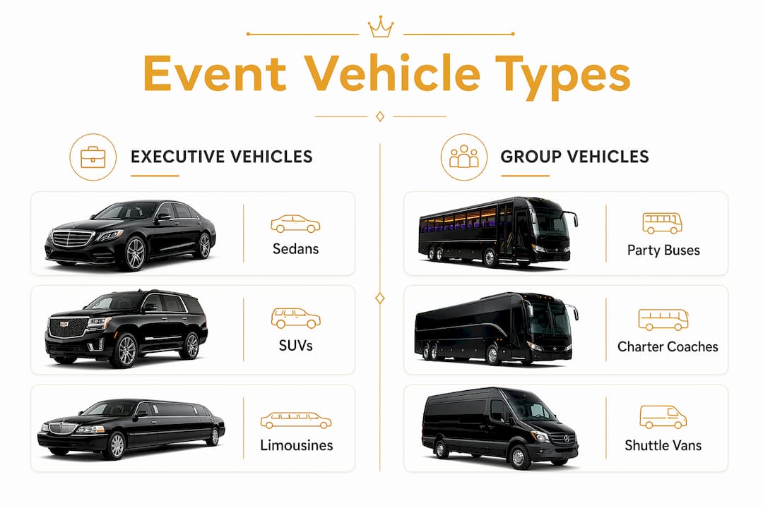 Infographic comparing executive and group vehicle types