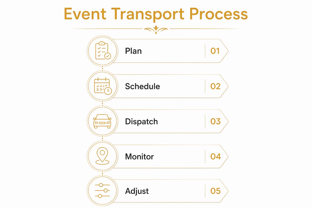 Infographic showing corporate transport process steps