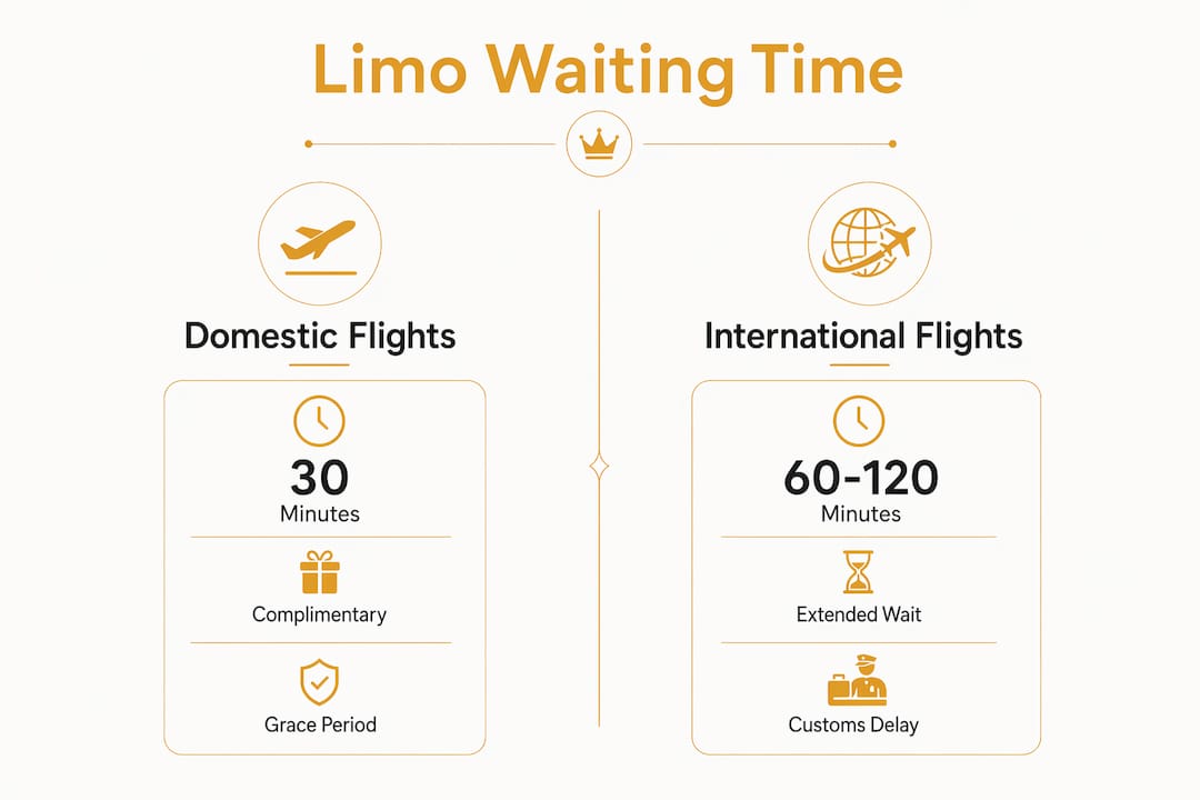 Infographic comparing domestic and international limo wait times