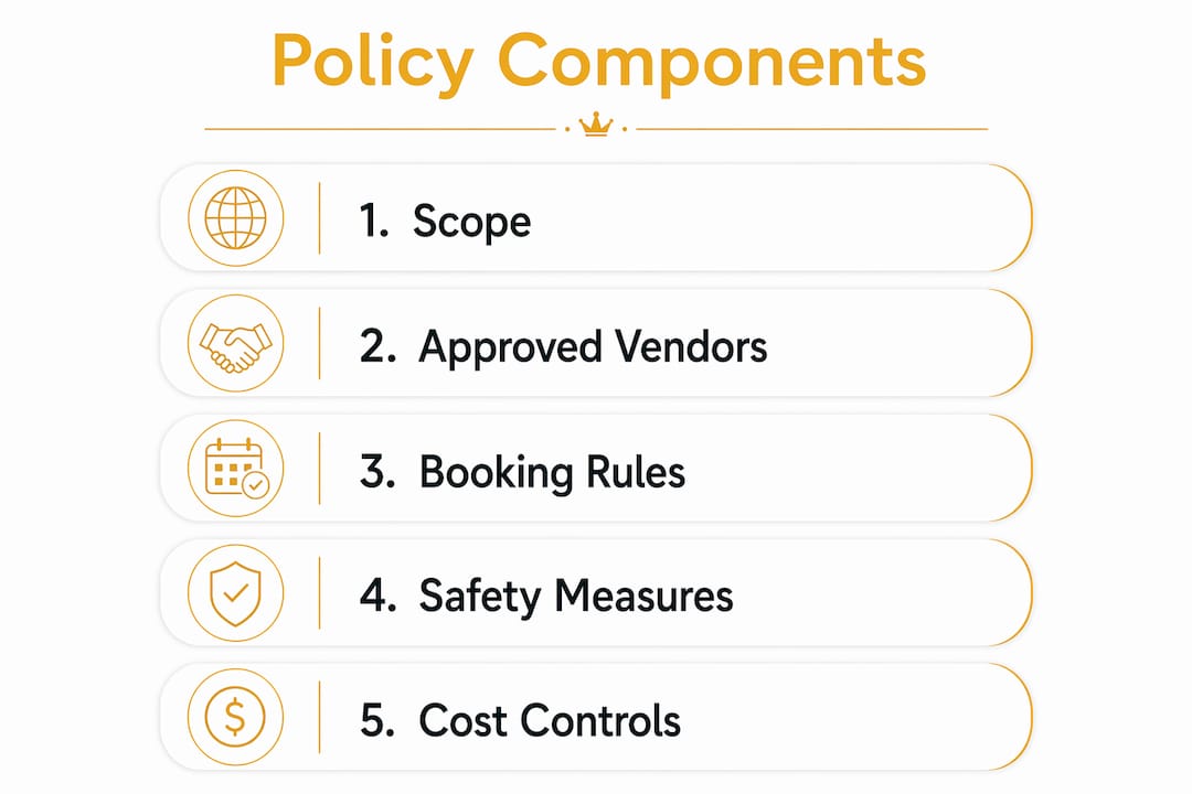 Infographic outlining key components of corporate transportation policy