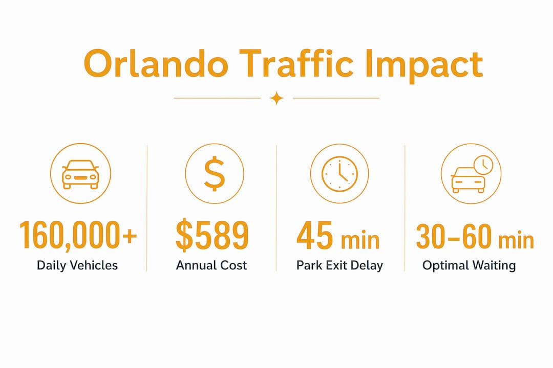 Infographic with key Orlando traffic statistics for families