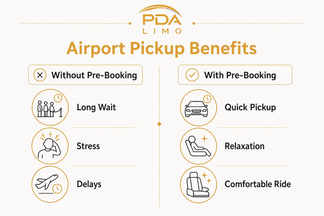 Infographic comparing airport pickup benefits