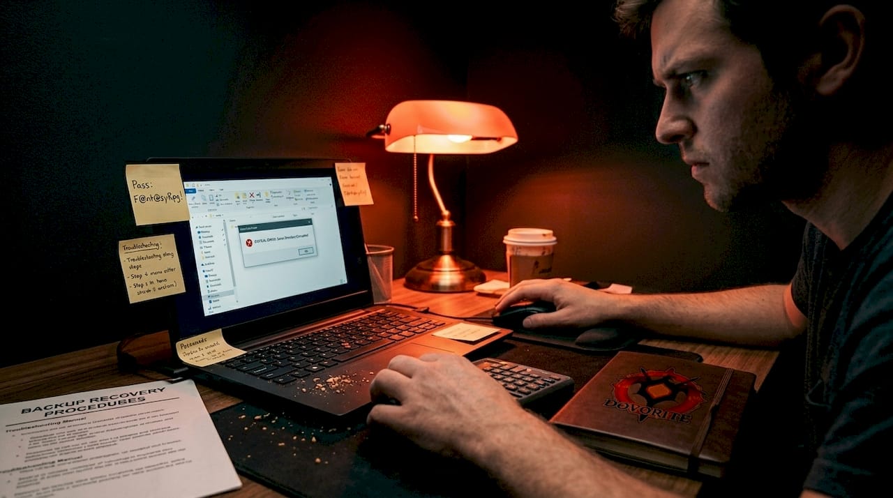 Tester reviewing corrupted game save files