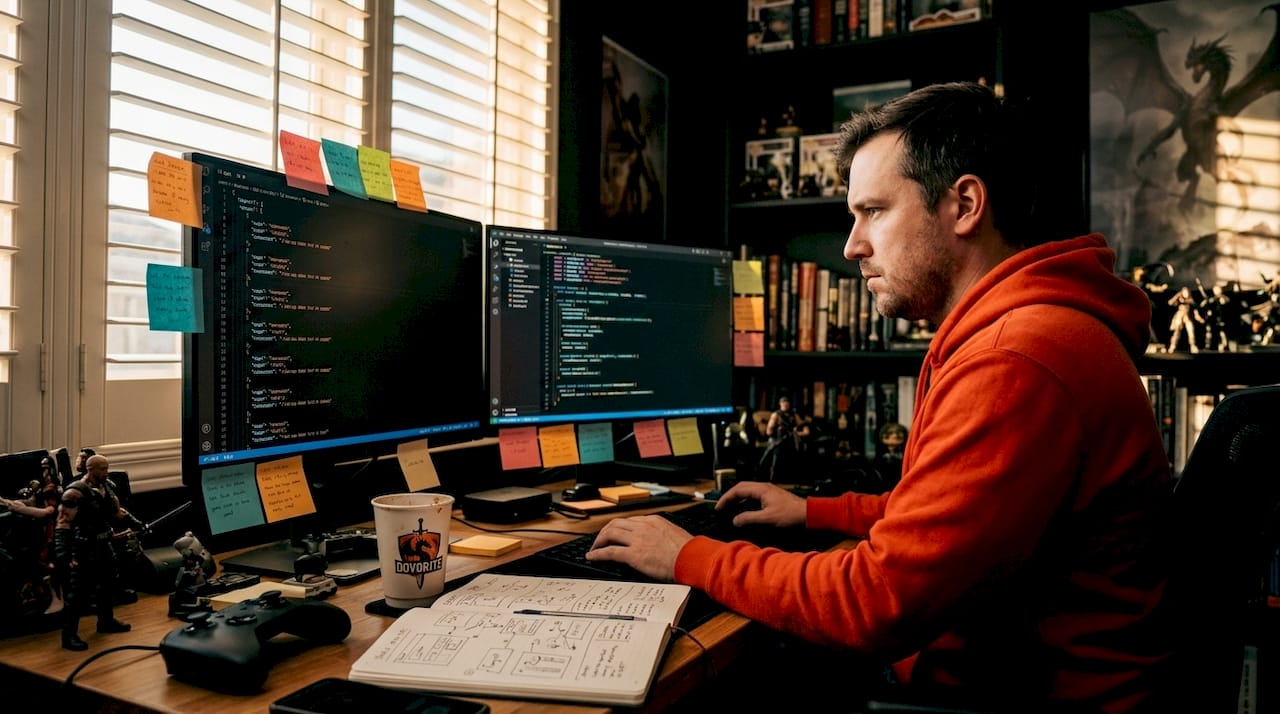 Game developer working on RPG save system