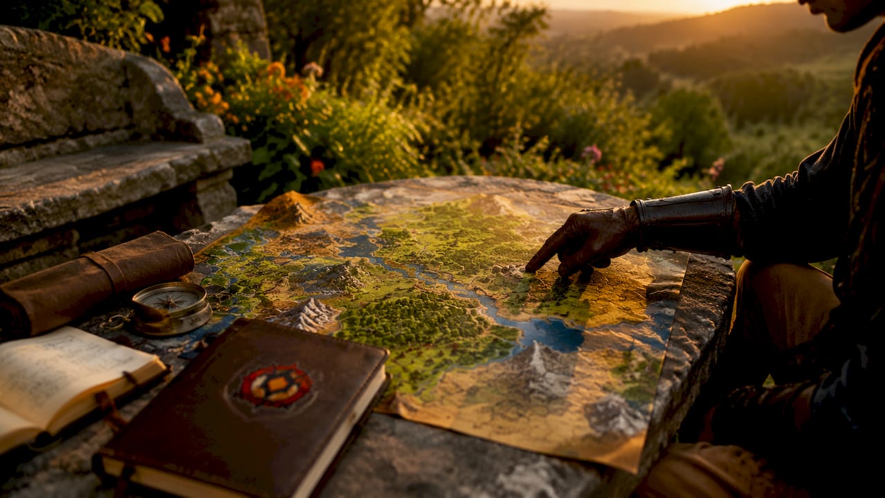 Top-down view of hex grid RPG exploration tools