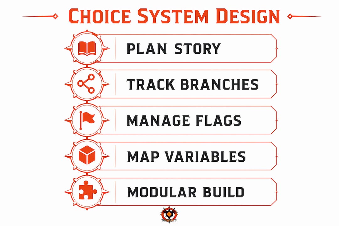 Infographic showing choice system design steps