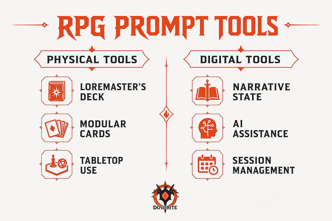 Infographic comparing physical and digital RPG tools