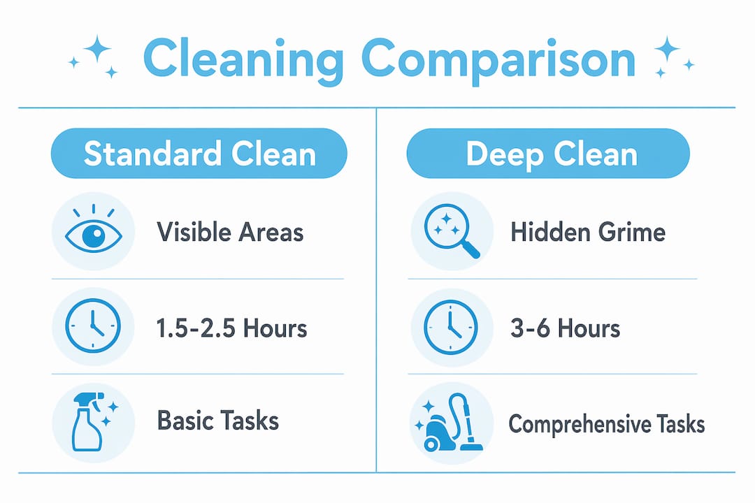 Infographic comparing deep cleaning versus standard cleaning