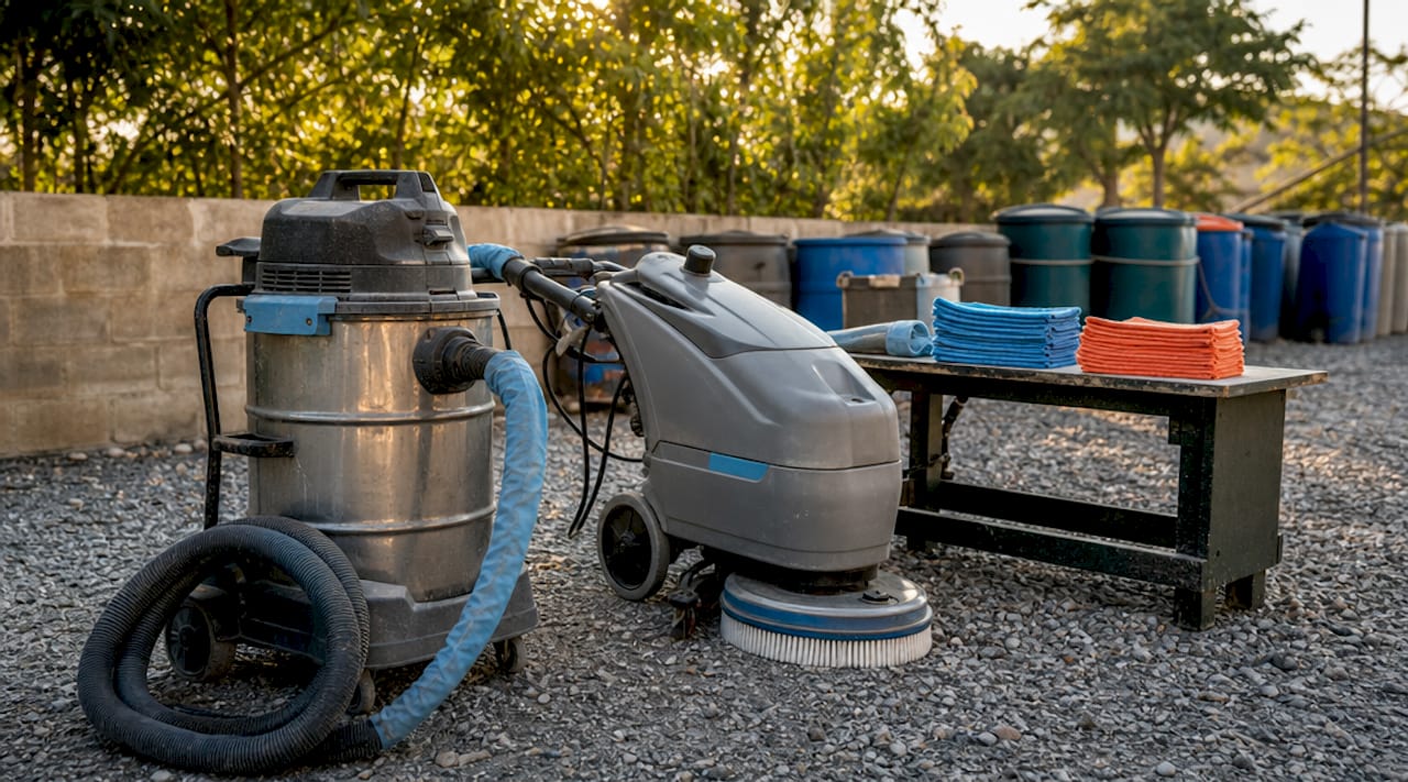 Industrial construction cleaning equipment ready for use