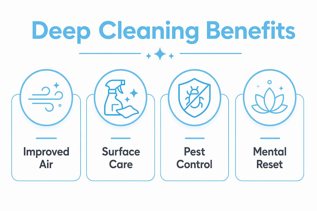 Infographic showing key benefits of deep cleaning