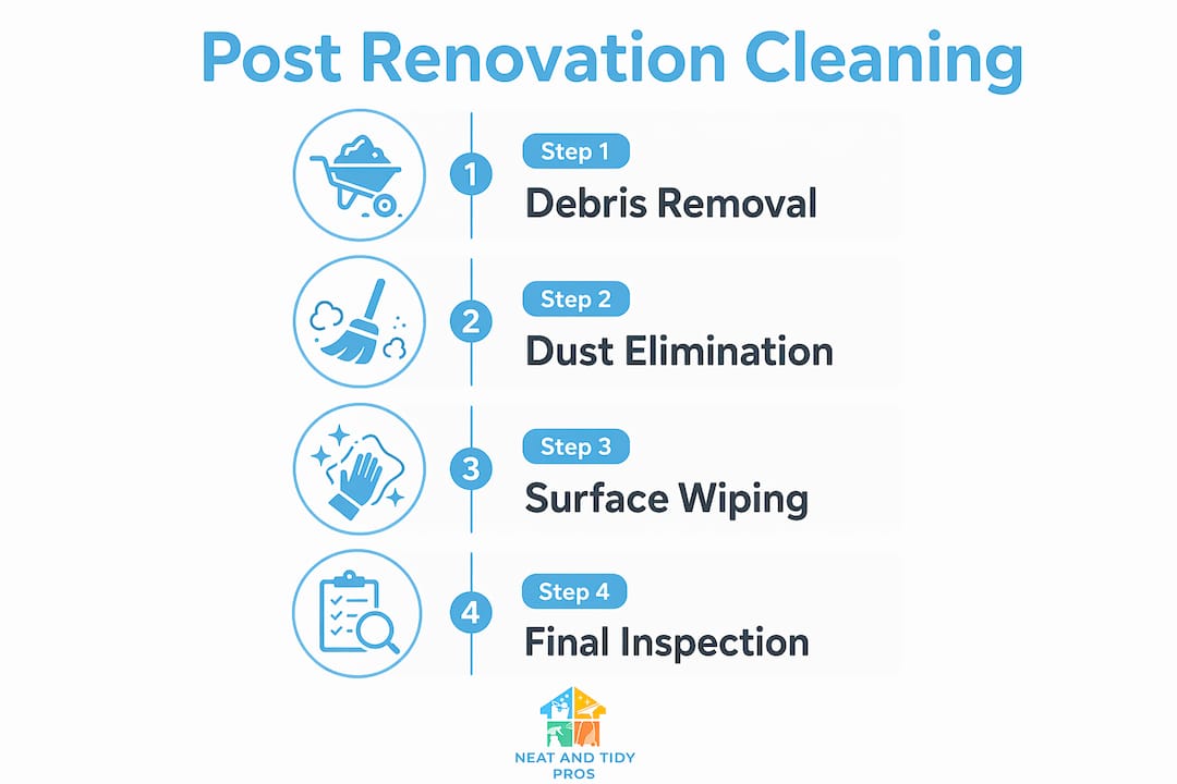 Infographic showing post renovation cleaning phases