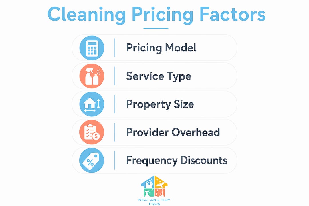 Infographic showing key factors influencing cleaning costs