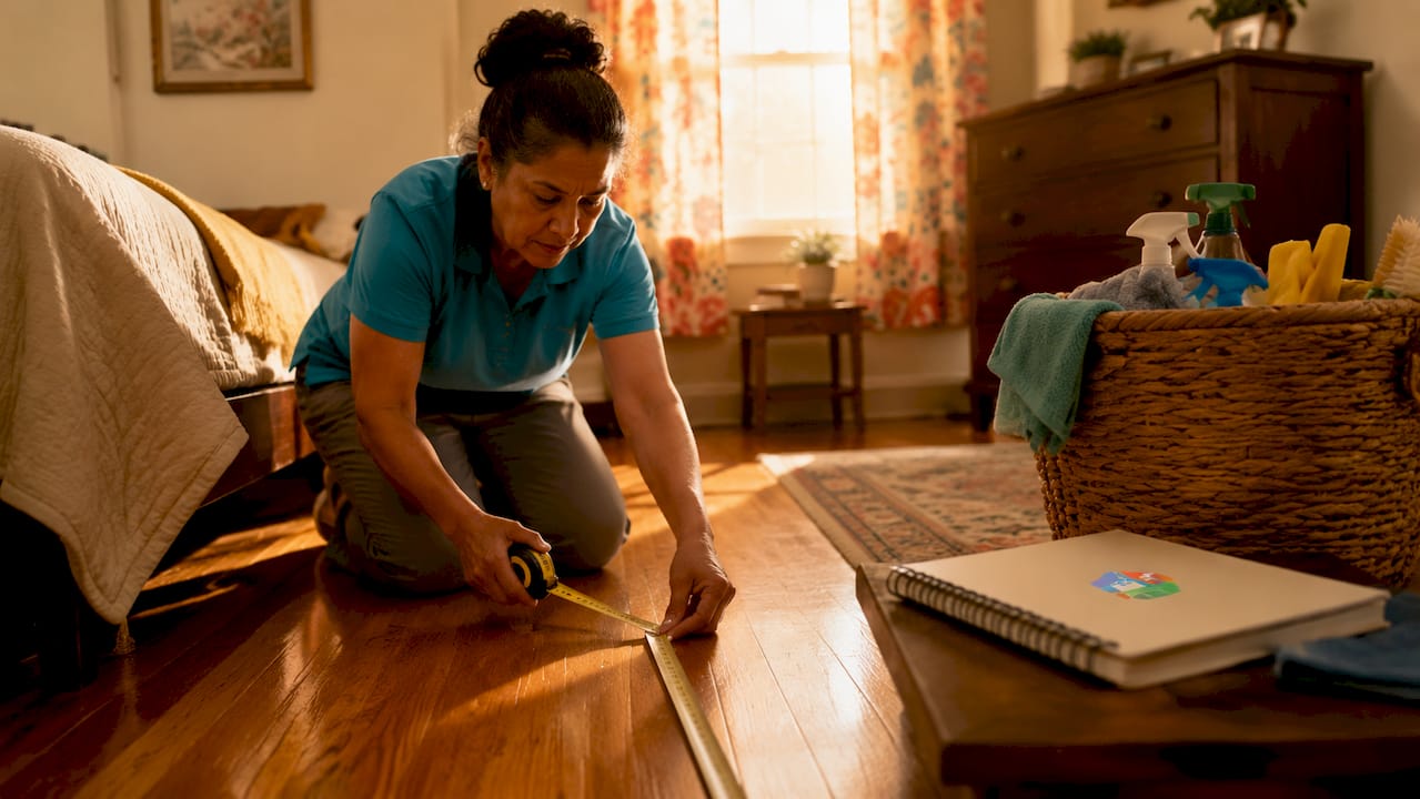 Cleaner measuring living room size for cleaning