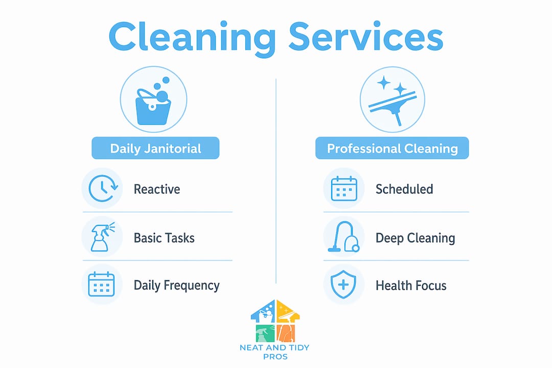 Infographic comparing janitorial and professional cleaning