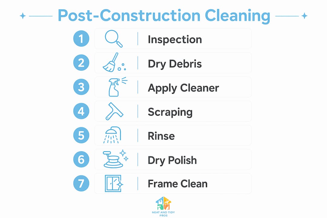 Infographic illustrating steps of window cleaning process
