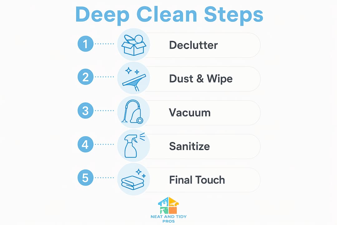 Infographic illustrating deep clean steps before home sale