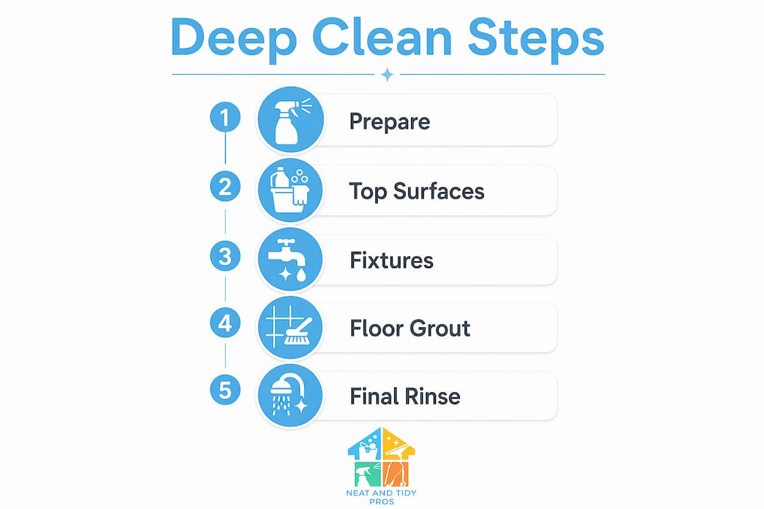 Infographic showing step-by-step bathroom cleaning process