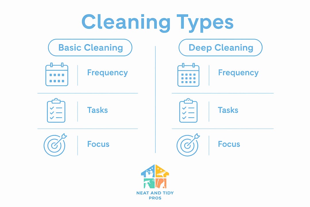 Infographic comparing basic and deep cleaning