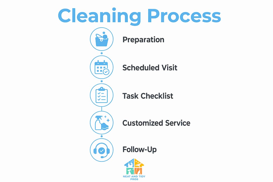Infographic illustrating residential cleaning steps