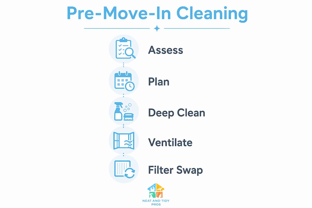 Infographic illustrating pre-move-in cleaning steps