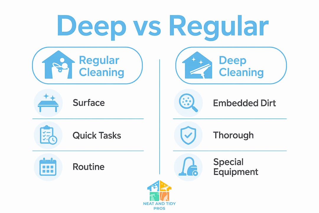 Infographic comparing deep cleaning and regular cleaning