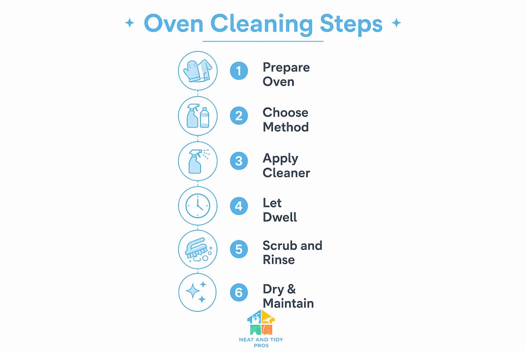 Infographic detailing oven cleaning steps