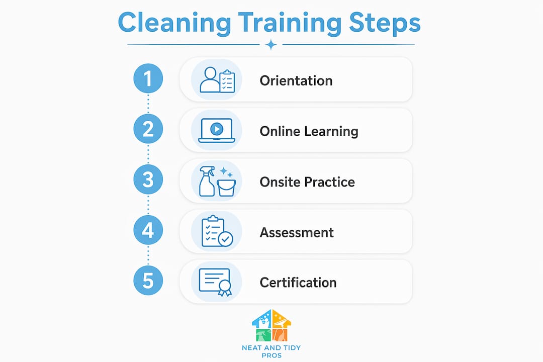 Infographic showing steps in cleaning training process