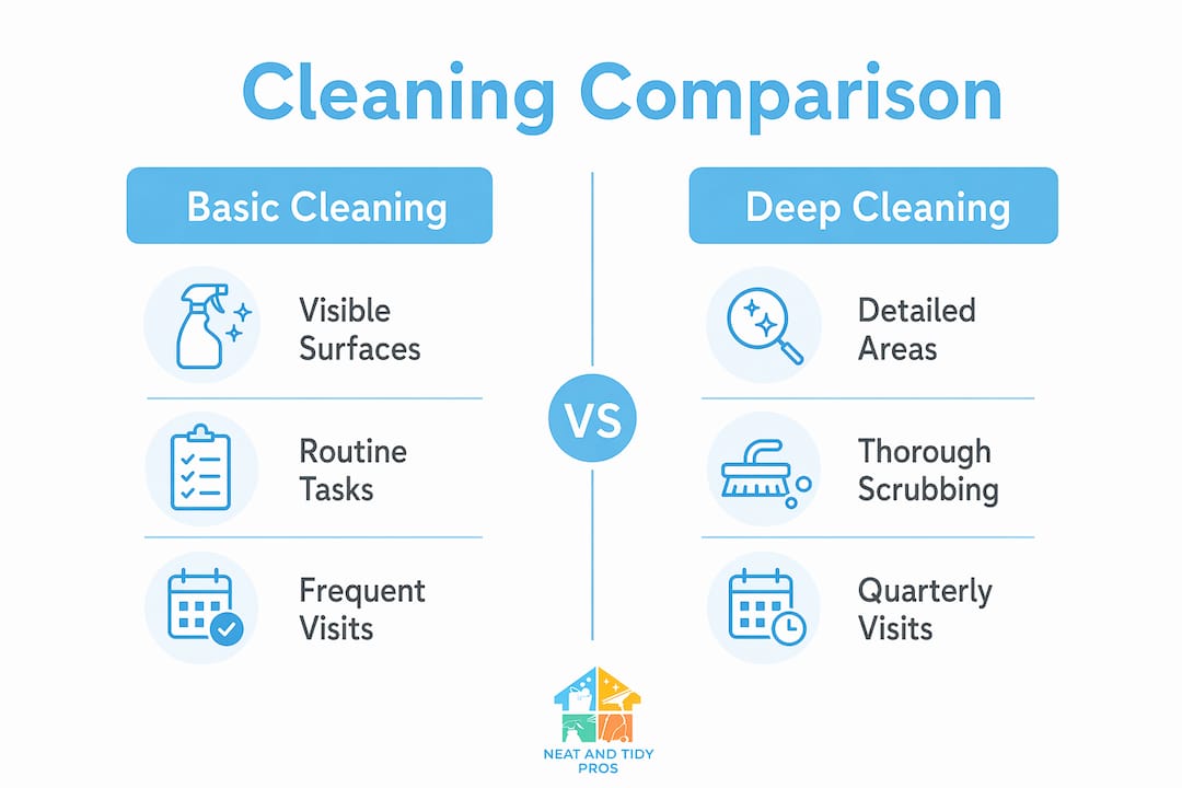 Infographic comparing basic and deep cleaning