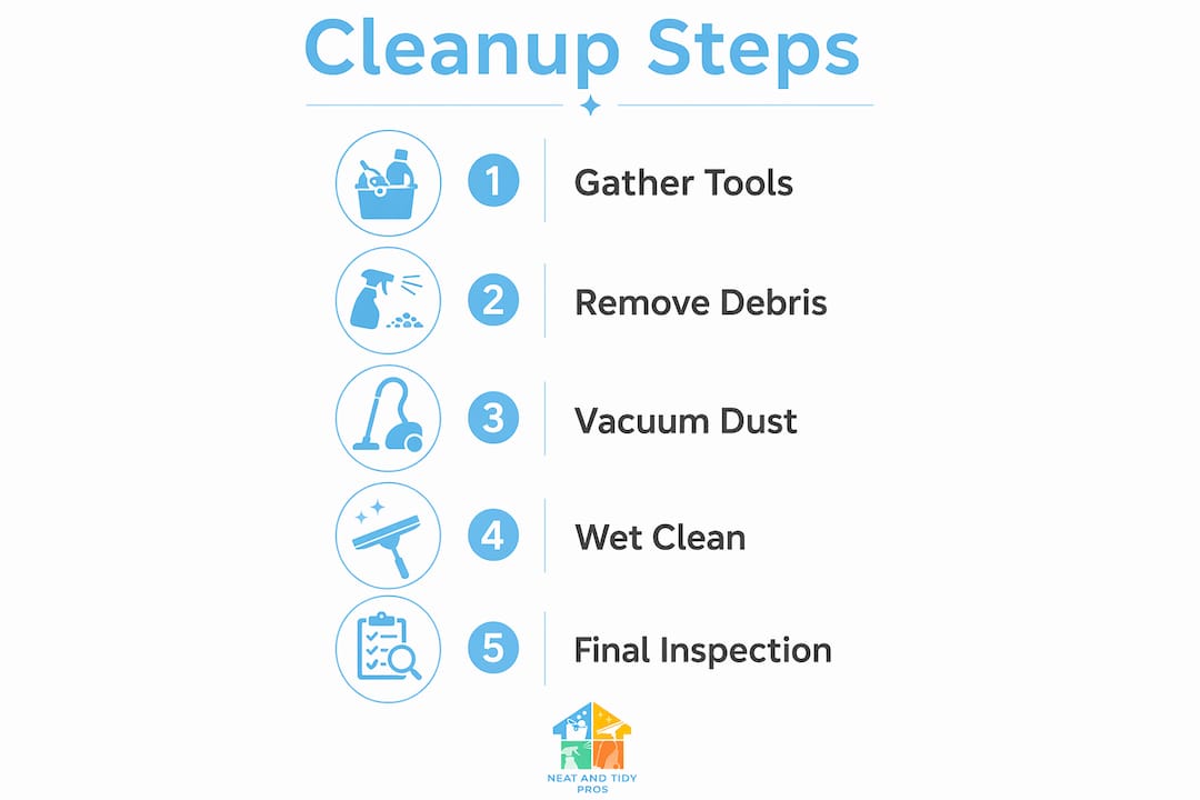Infographic depicting post construction cleaning steps