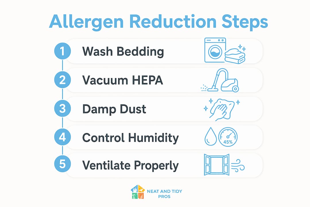 Infographic with allergy cleaning steps