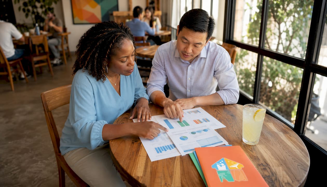 Managers reviewing office cleaning ROI spreadsheets