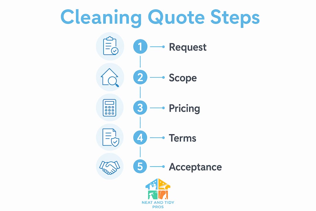 Infographic showing steps in cleaning service quote