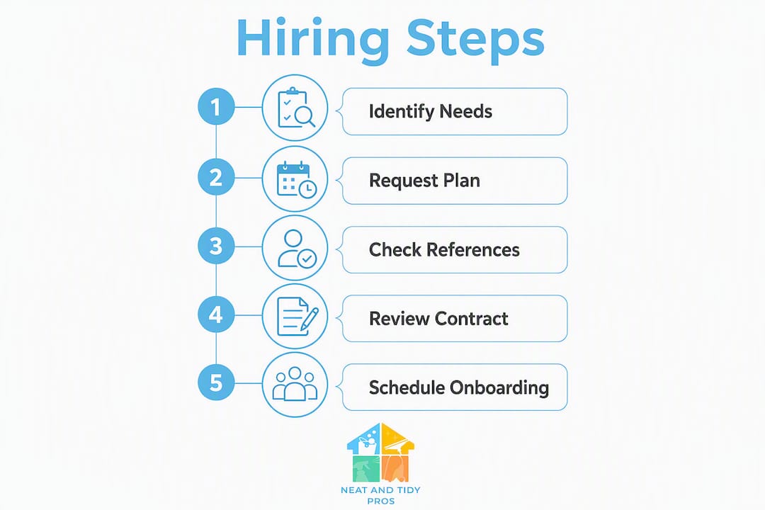 Infographic outlining steps to choose housekeeping agency