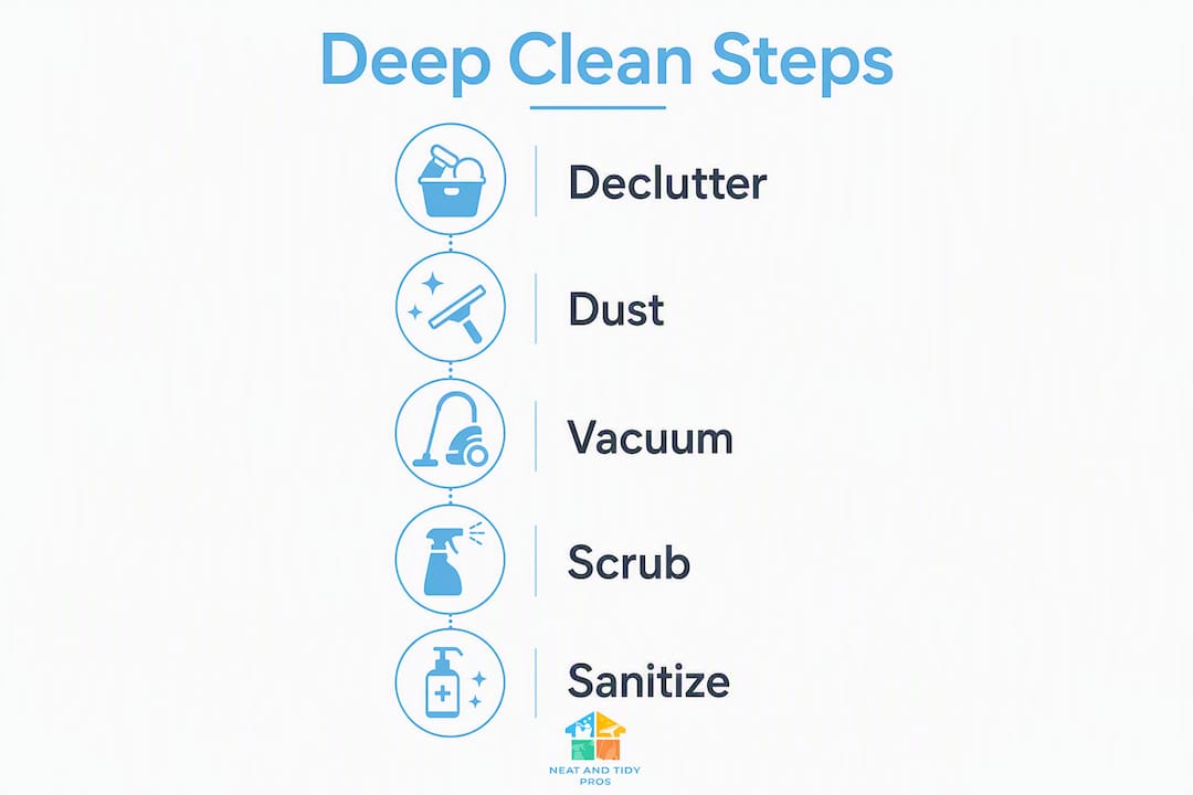 Infographic showing step-by-step deep cleaning process