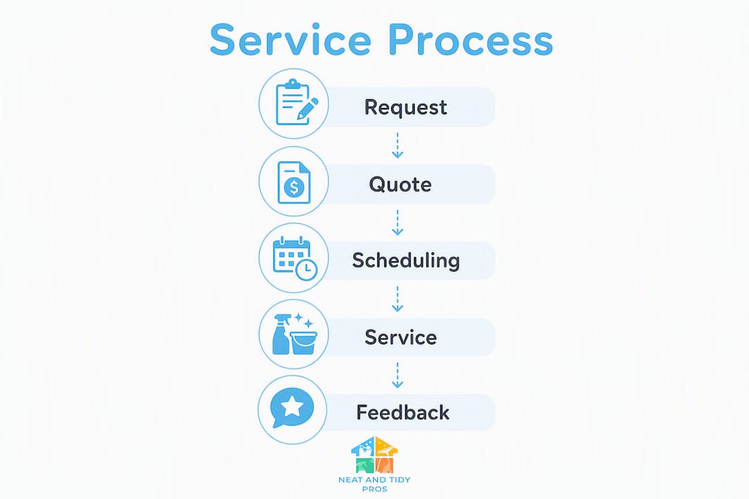 Infographic showing cleaning service process steps
