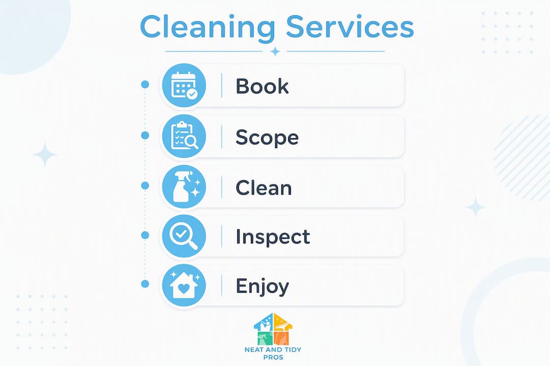Infographic showing cleaning service process steps