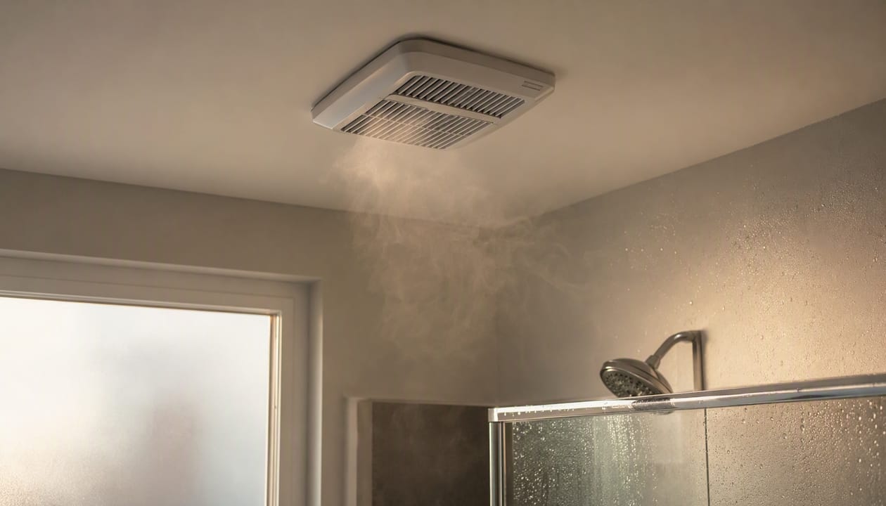 Bathroom ceiling exhaust fan running during shower