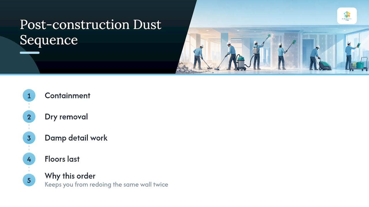 Step-by-step post construction cleanup process