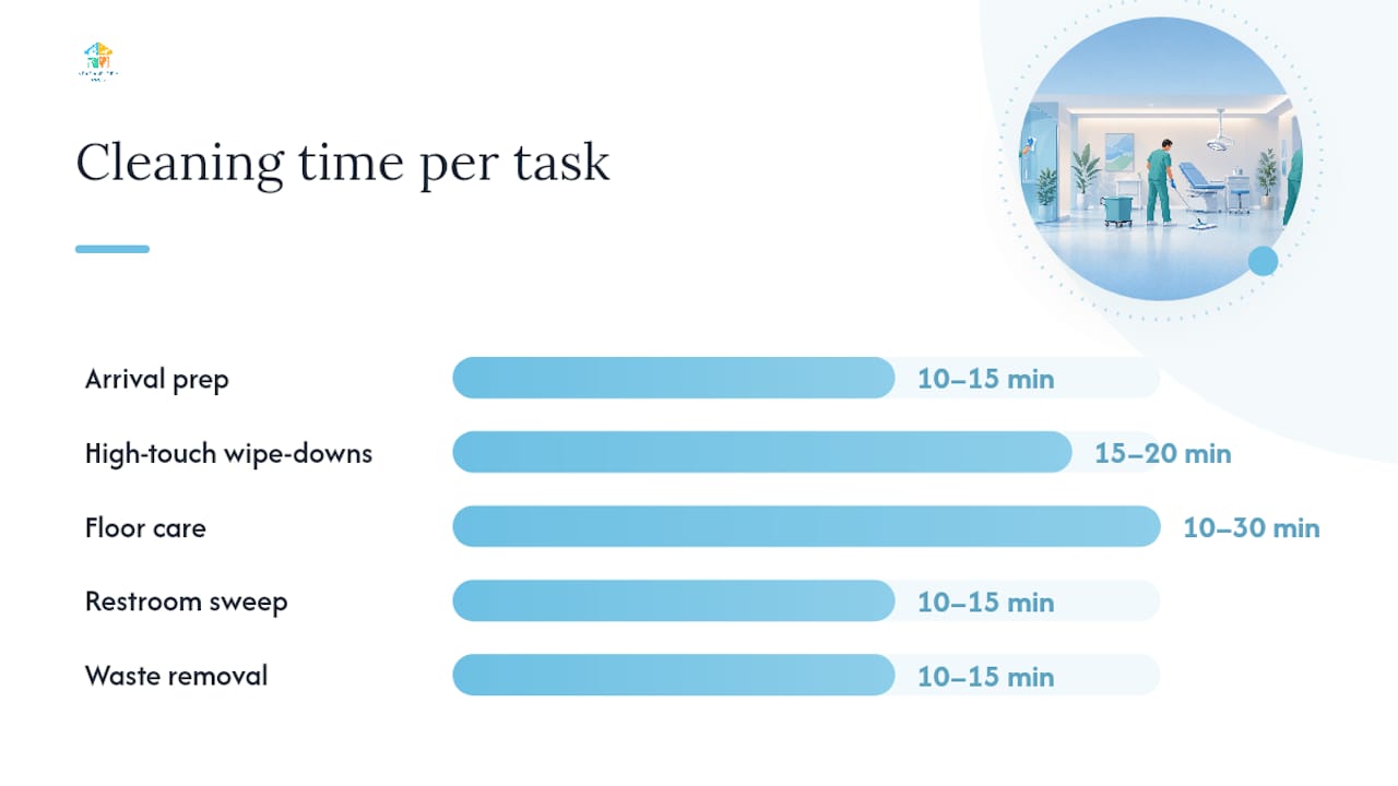 Time estimates for medical office cleaning tasks